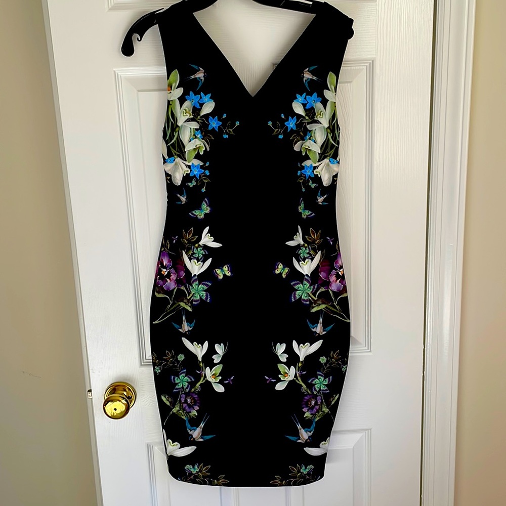 Ted Baker Bodycon  dress  Size 2  black/multicolor excellent condition